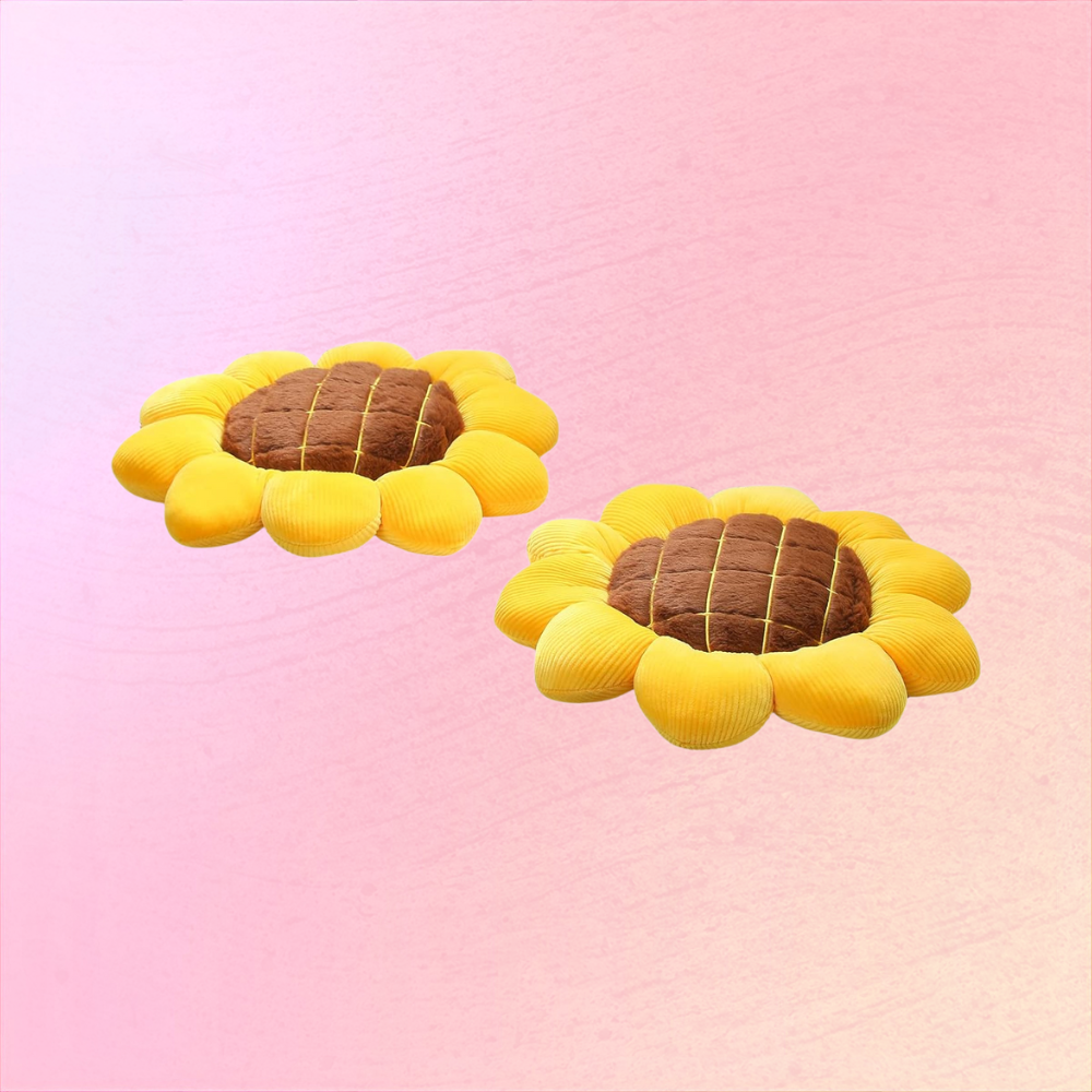 Set 2 Sunny Sunflower Plush Cushions For Sofa And Cozy Home Vibes