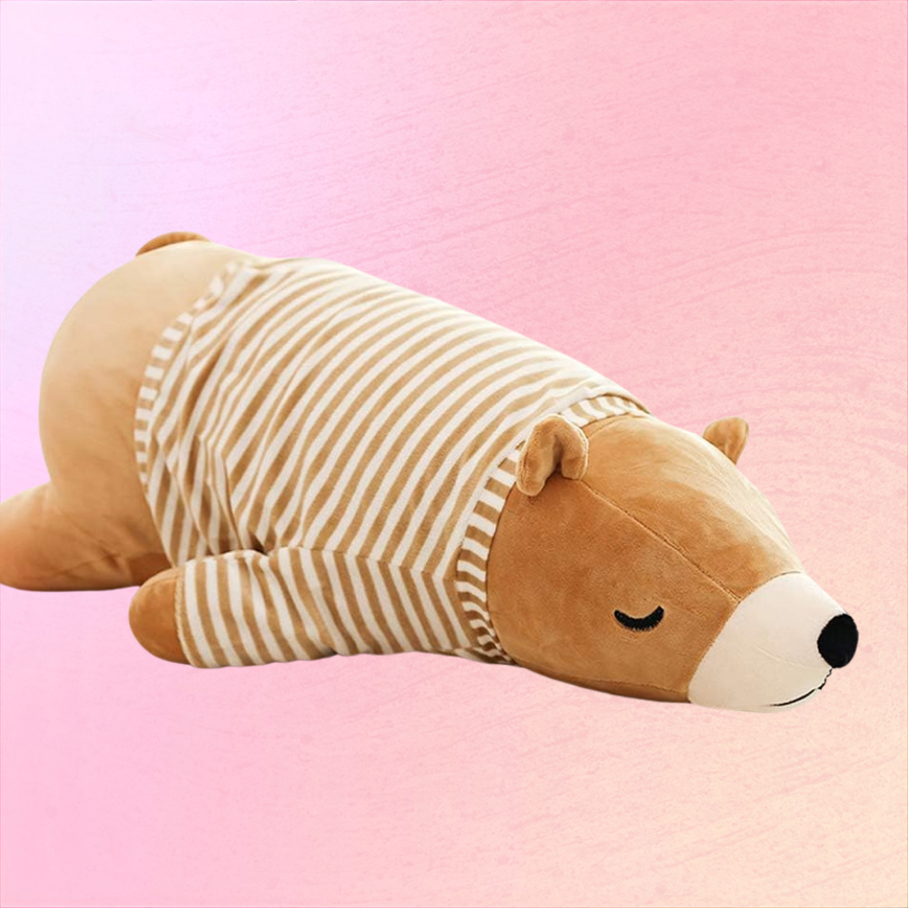 Sleepy Bear Plush Pillow For Cozy Nights And Gentle Home Comfort