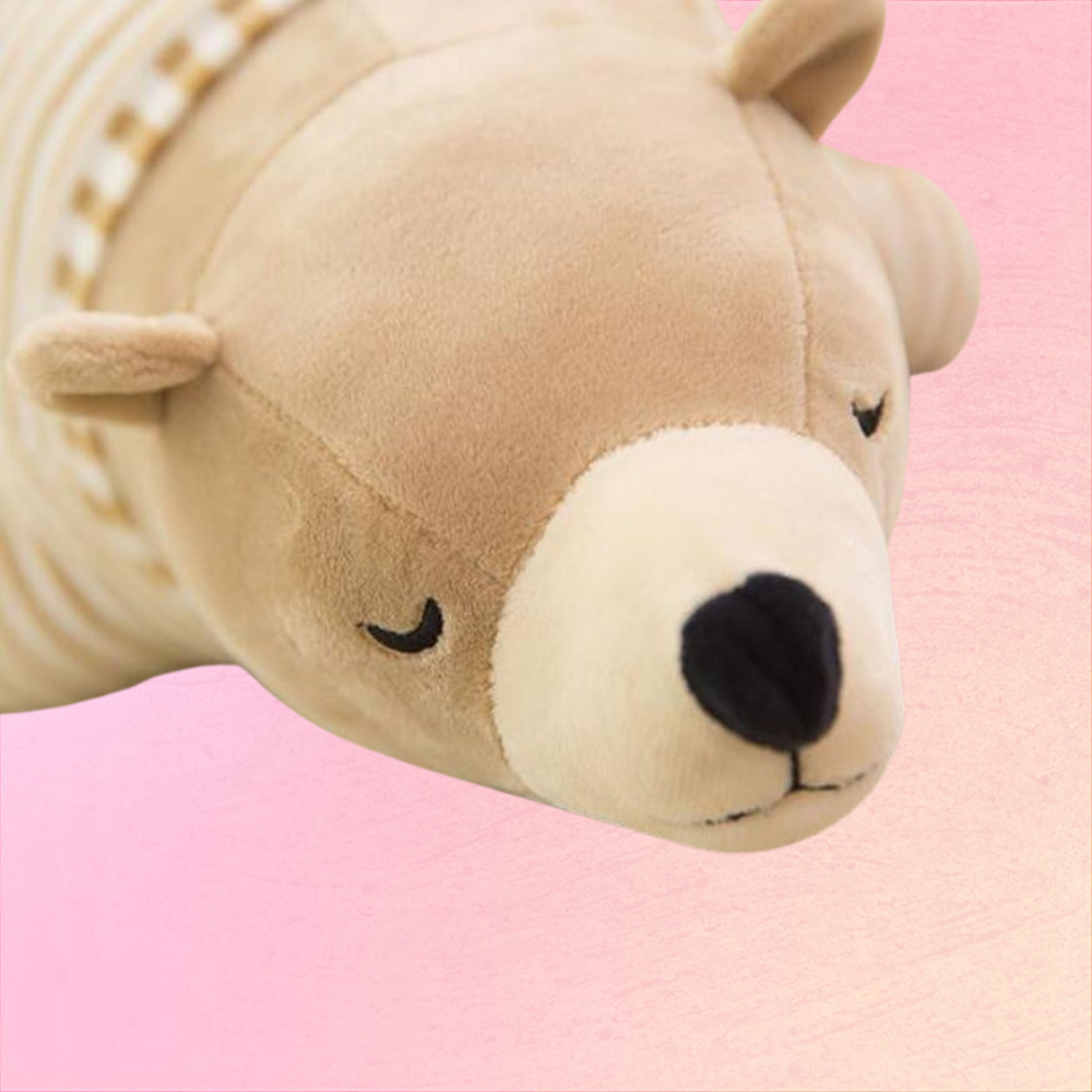 Sleepy Bear Plush Pillow For Cozy Nights And Gentle Home Comfort