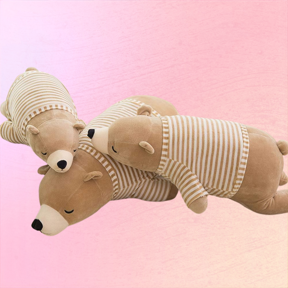 Sleepy Bear Plush Pillow For Cozy Nights And Gentle Home Comfort