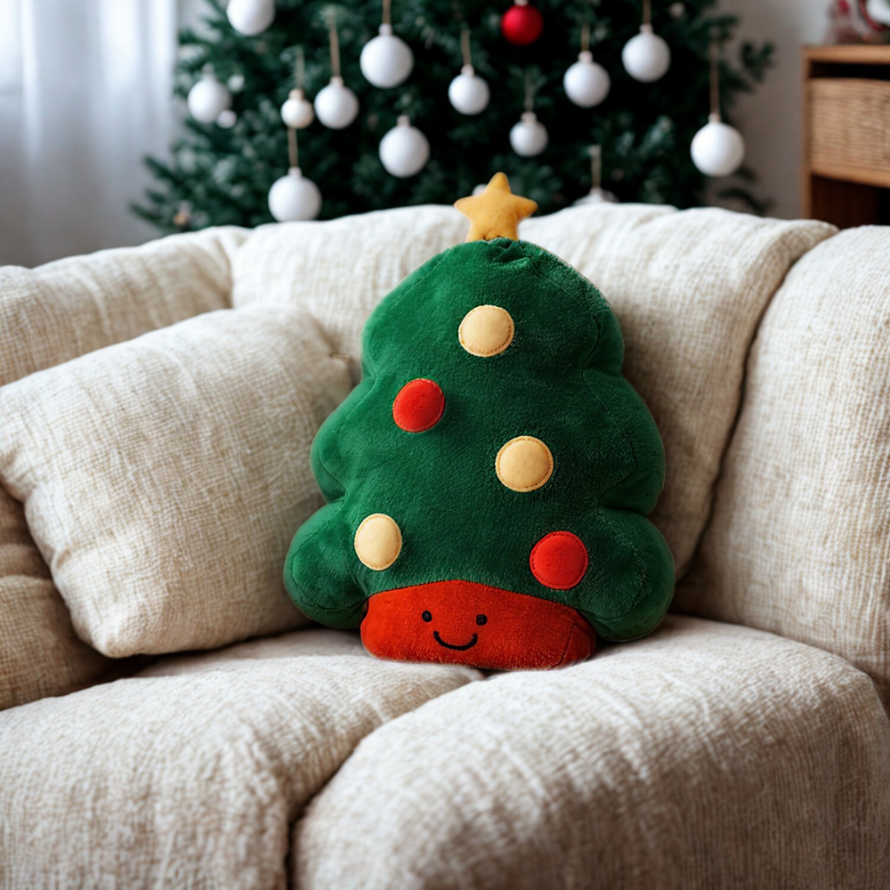 Soft Christmas Tree Plush Cushion For Cozy Sofas And Holiday Evenings