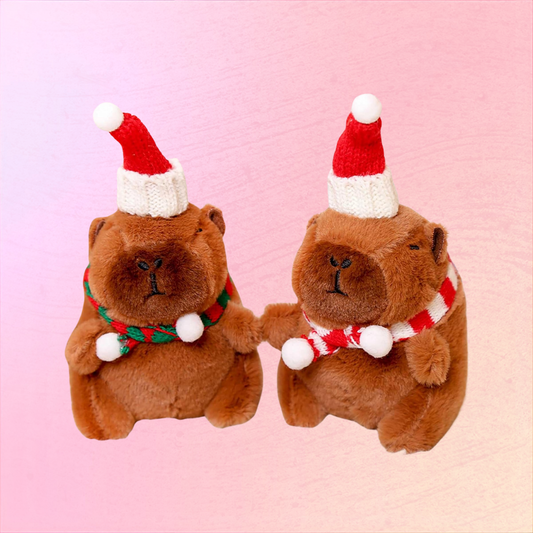 Christmas Capybara Keychain Cute Winter Gift Cozy Plush Charm