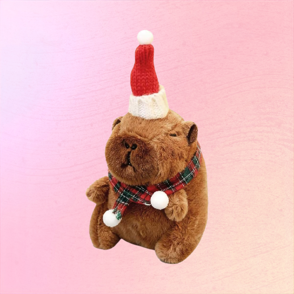 Christmas Capybara Keychain Cute Winter Gift Cozy Plush Charm