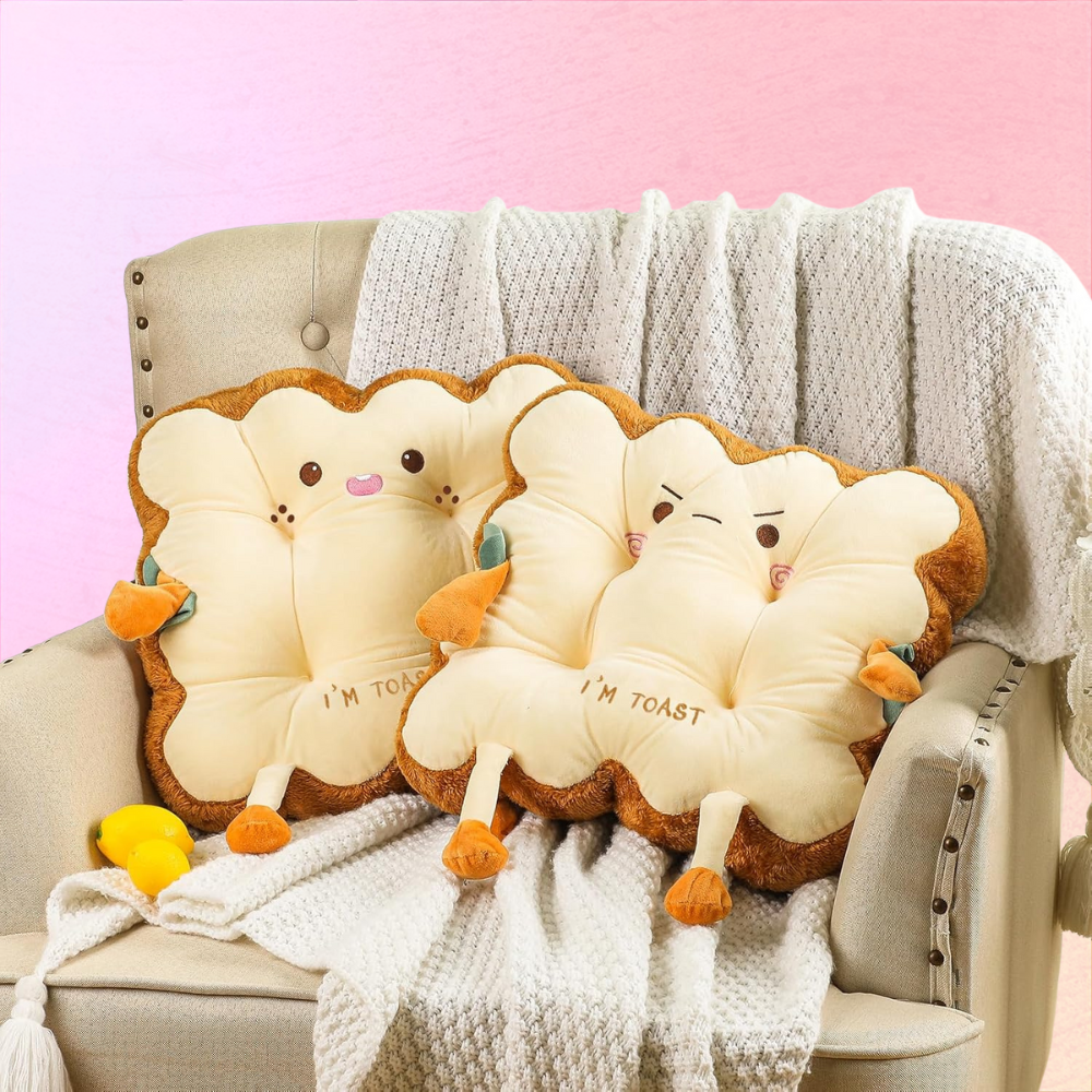Cute Toast Plush Cushion For Home Decor And Cozy Chill Vibes