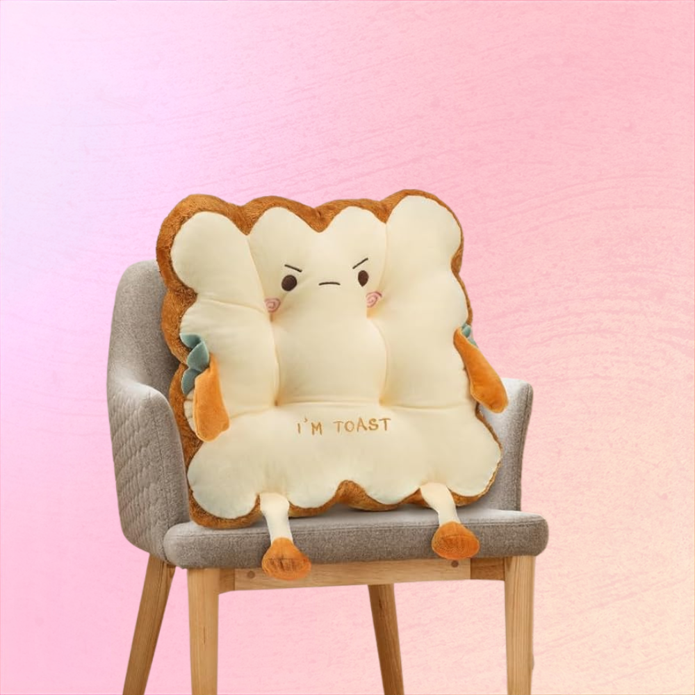 Cute Toast Plush Cushion For Home Decor And Cozy Chill Vibes